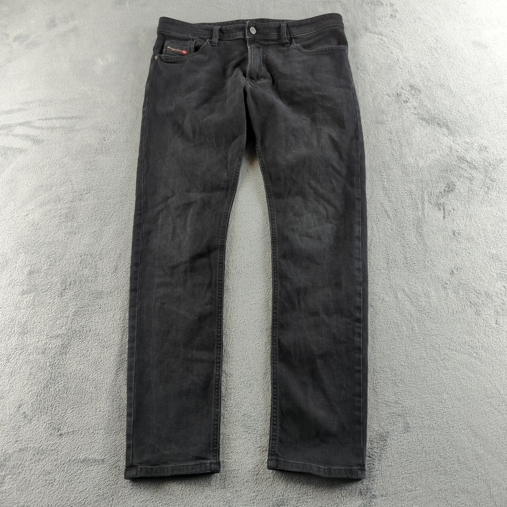 Diesel Thommer Jeans Mens 34x32 Black RM034 Slim Stretch Denim Grunge Punk Emo